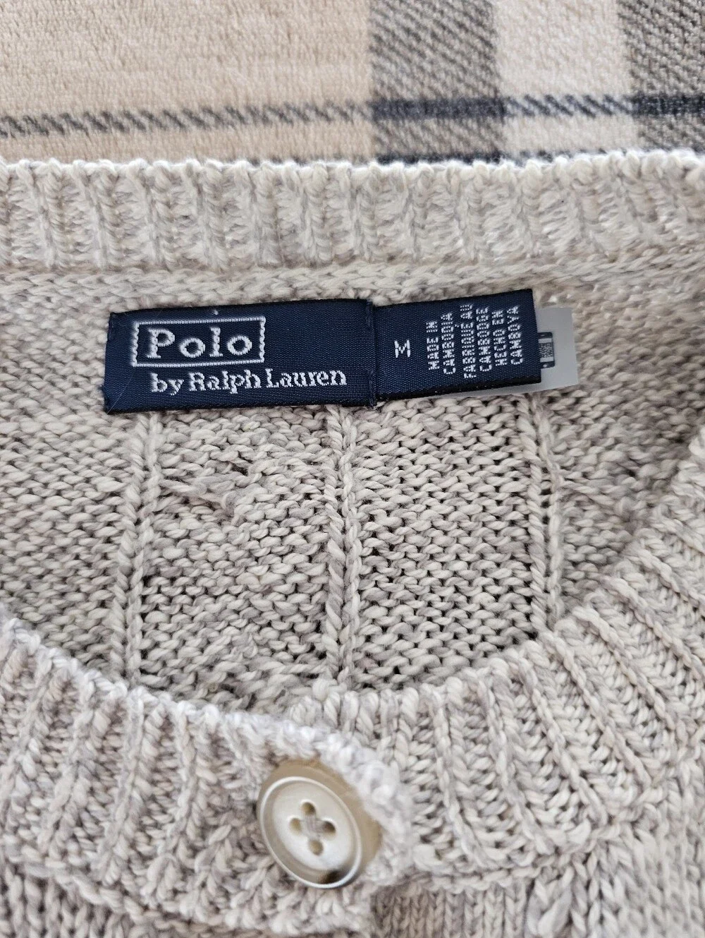 Polo by Ralph Lauren Cream Cable-Knit Button Cardigan Sweater - Picture 5 of 8
